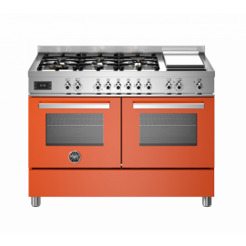 BERTAZZONI PRO12 6G 2E AR T Ηλεκτρική Κουζίνα με Εστίες Αερίου & grill Teppanyaki 120cm Πορτοκαλί